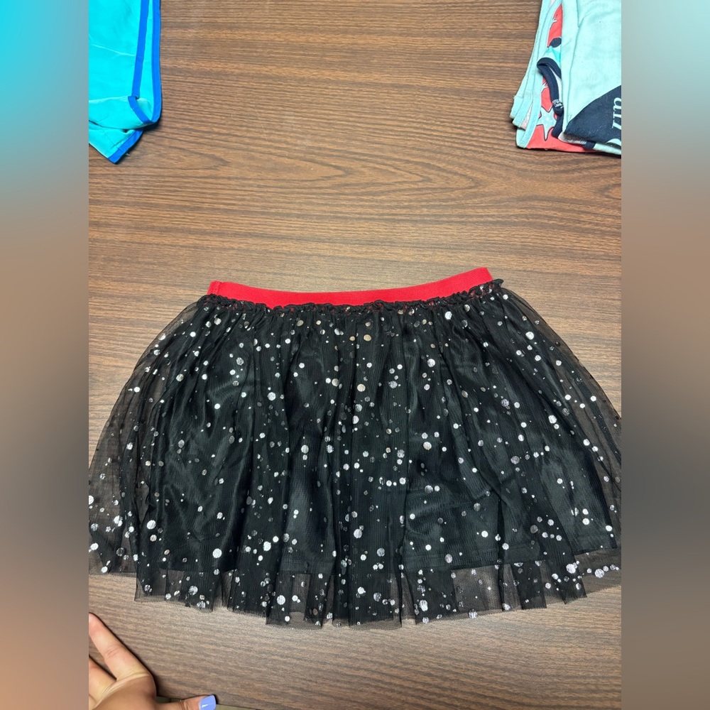 Holiday Time Black Skirt with Red Waistband